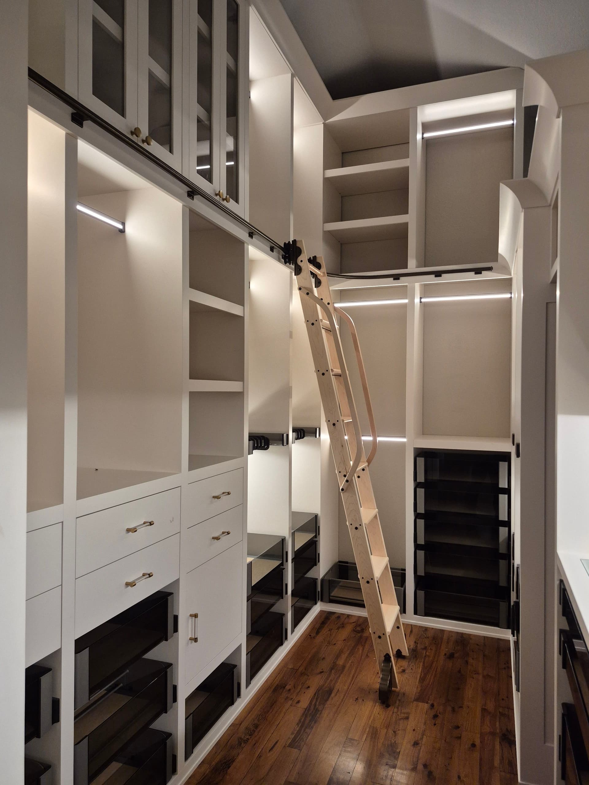 Custom Closet Makeover with Stylish Lighting Installation image